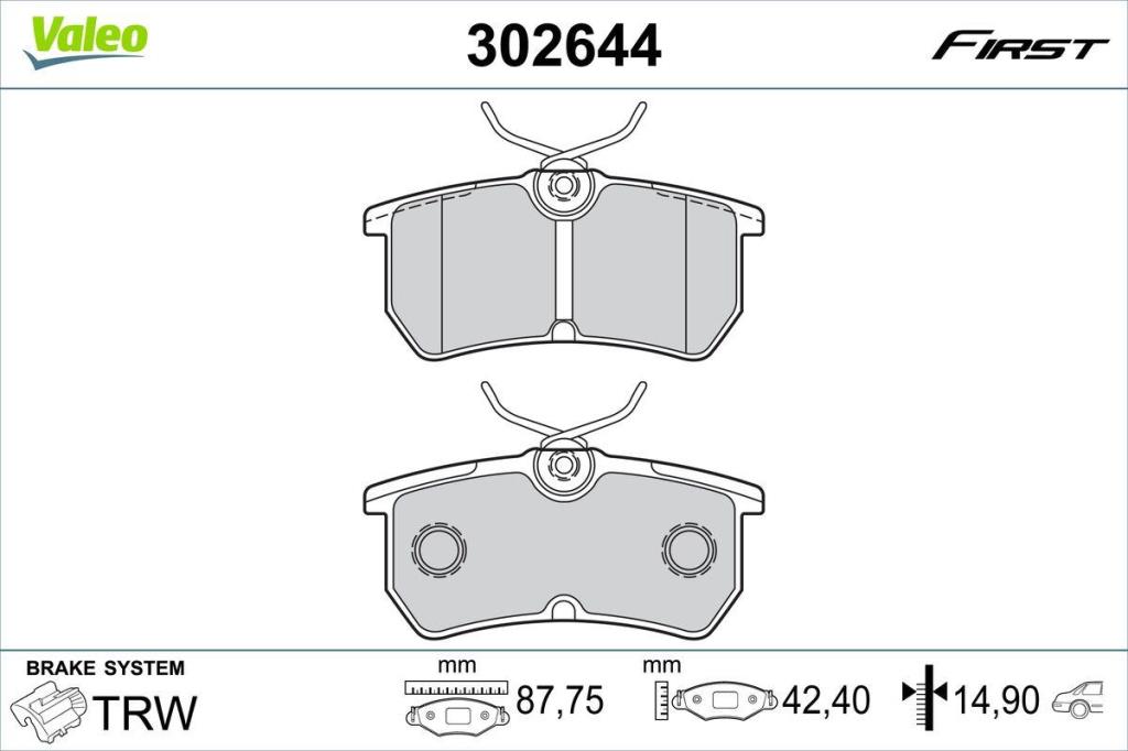 Jogo de 4 pastilhas de travão VALEO ref. 302644